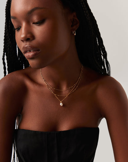 Baroque Pearl Twisted Chain Necklace | 18ct Gold Vermeil/Pearl