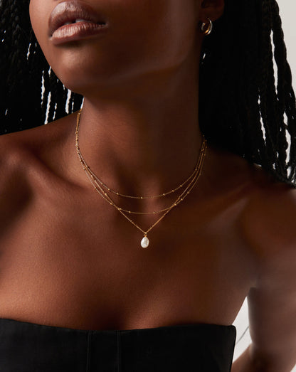Baroque Pearl Twisted Chain Necklace | 18ct Gold Vermeil/Pearl