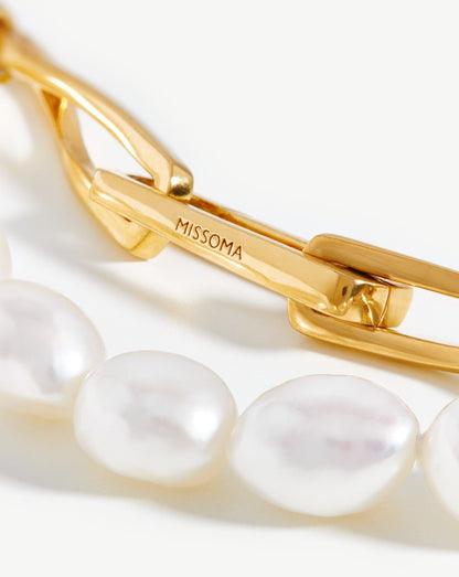 Baroque Pearl Twisted Link Bracelet | 18ct Gold Plated/Pearl