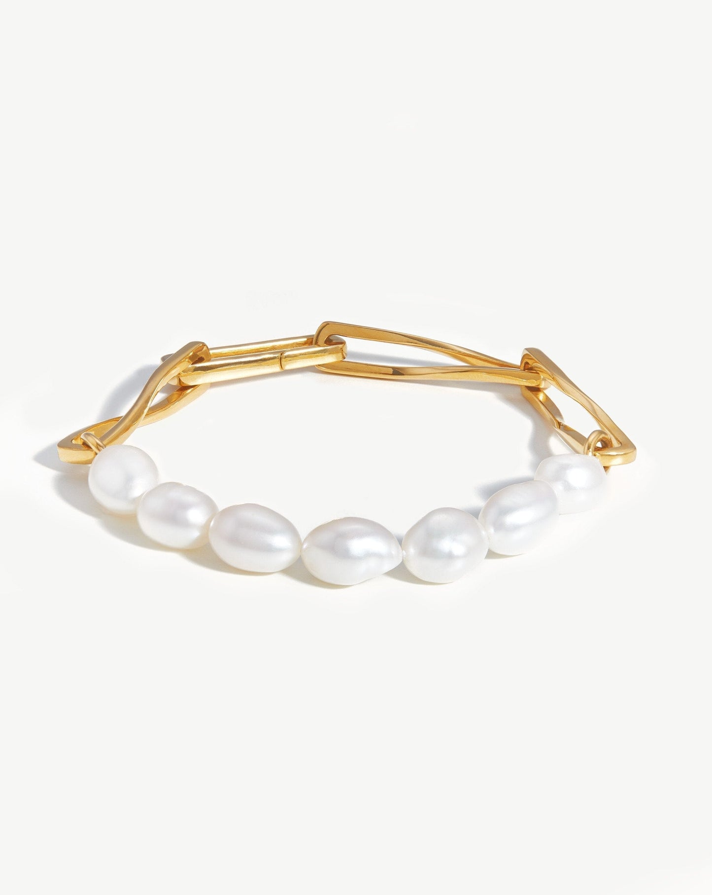 Baroque Pearl Twisted Link Bracelet | 18ct Gold Plated/Pearl