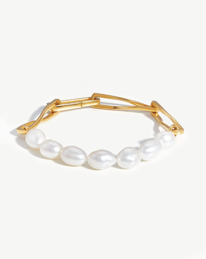 Baroque Pearl Twisted Link Bracelet | 18ct Gold Plated/Pearl