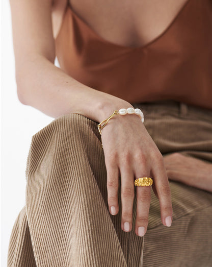 Baroque Pearl Twisted Link Bracelet | 18ct Gold Plated/Pearl