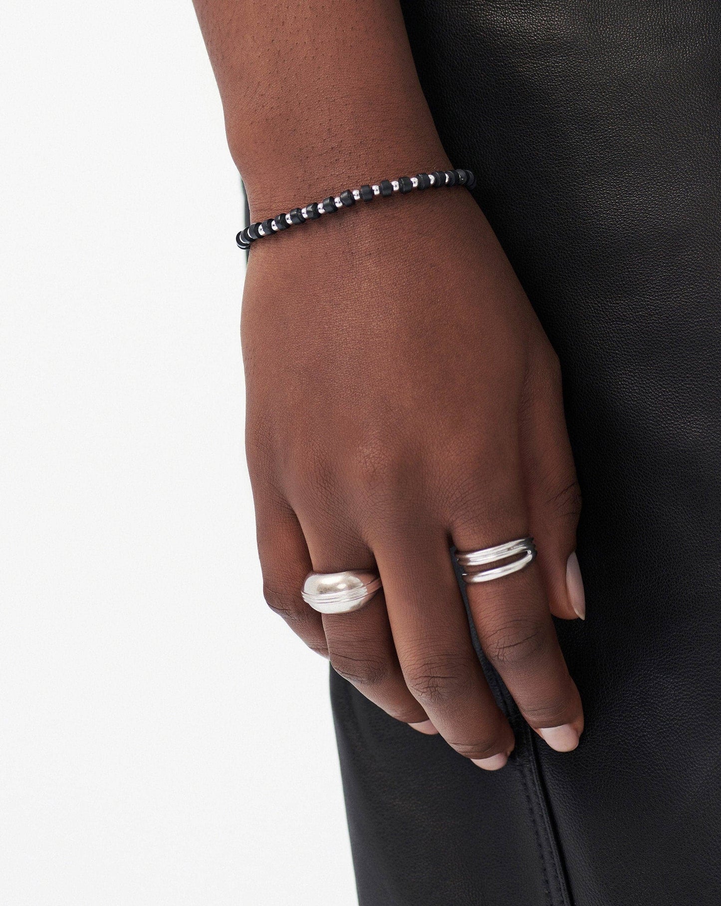 Beaded Bracelet | Silver Plated/Black Onyx
