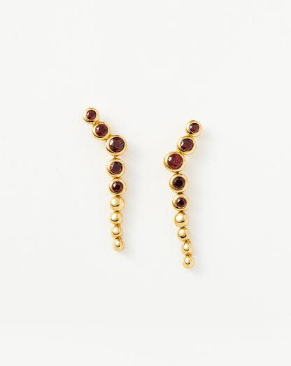 Beaded Red Garnet Gemstone Drop Earrings