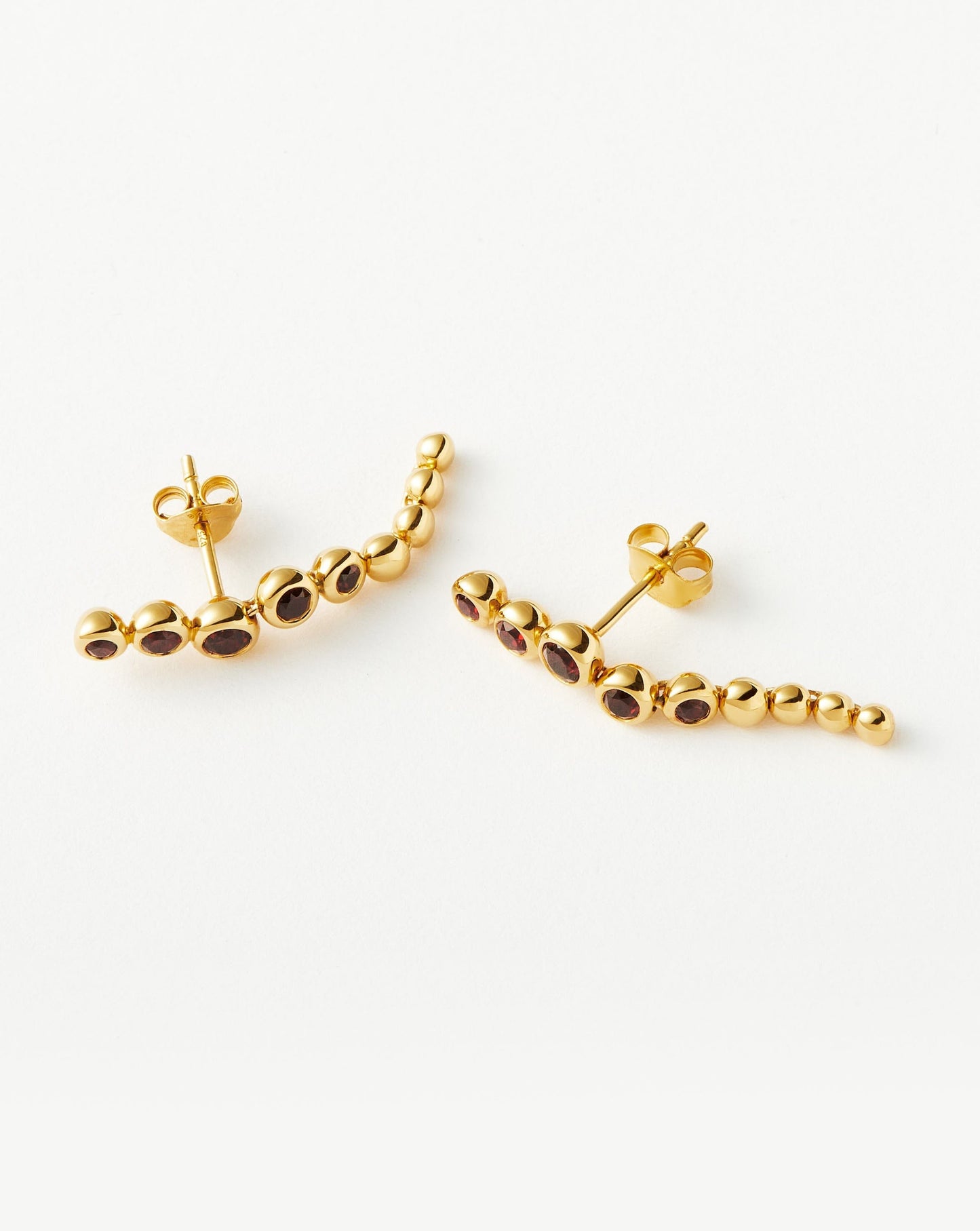Beaded Red Garnet Gemstone Drop Earrings