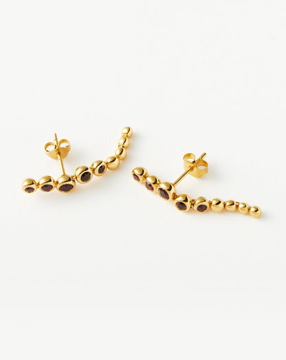 Beaded Red Garnet Gemstone Drop Earrings