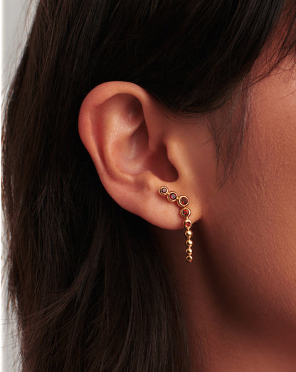 Beaded Red Garnet Gemstone Drop Earrings