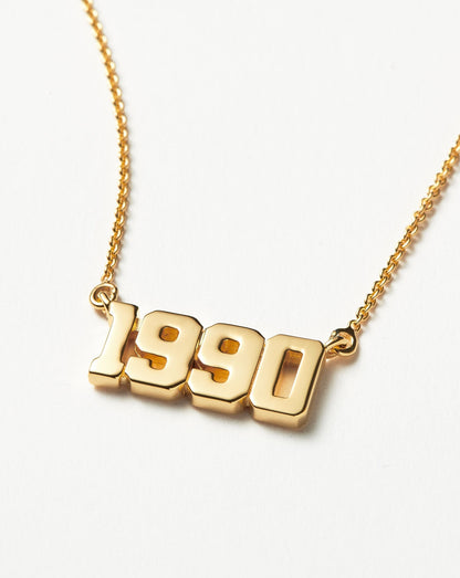 Birth Year Necklace  - Year 1990 | 18ct Gold Vermeil