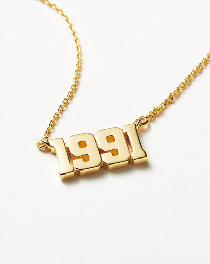 Birth Year Necklace  - Year 1991 | 18ct Gold Vermeil