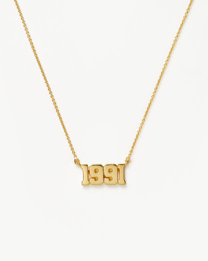 Birth Year Necklace  - Year 1991 | 18ct Gold Vermeil
