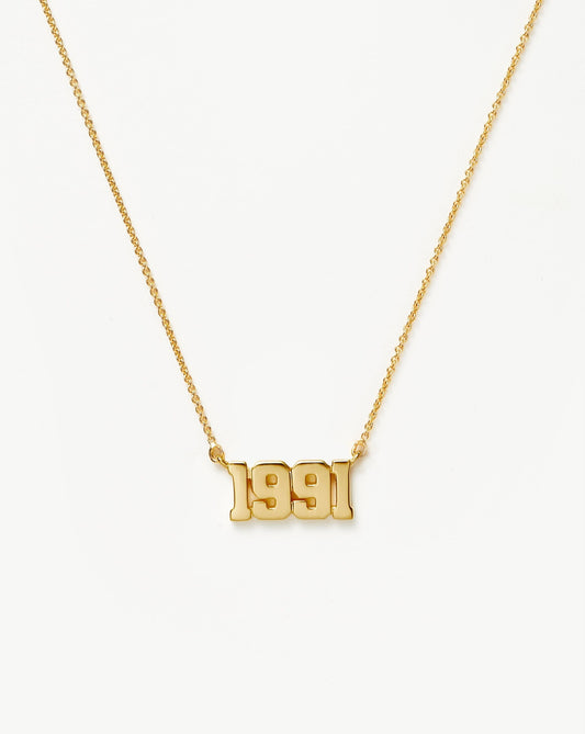 Birth Year Necklace  - Year 1991 | 18ct Gold Vermeil