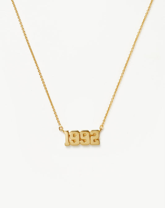Birth Year Necklace  - Year 1992 | 18ct Gold Vermeil