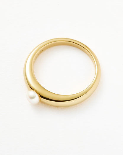 Button Pearl Classic Stacking Ring | 18ct Gold Vermeil/Pearl