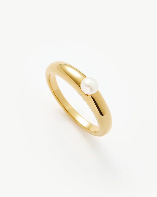 Button Pearl Classic Stacking Ring | 18ct Gold Vermeil/Pearl