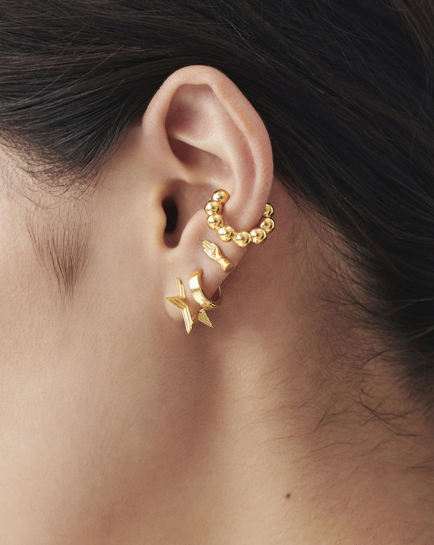 Celestial Mini Ridge Star Huggies | 18ct Gold Vermeil
