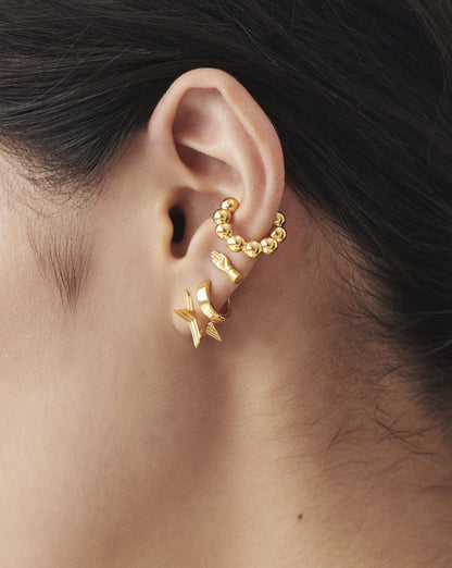 Celestial Mini Ridge Star Huggies | 18ct Gold Vermeil