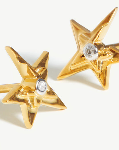 Celestial Single Stone Star Stud Earrings | 18ct Gold Vermeil/Cubic Zirconia