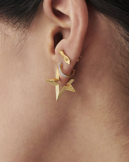 Celestial Small Ridge Star Huggies | 18ct Gold Vermeil