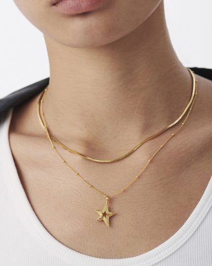 Celestial Star Ridge Pendant Necklace | 18ct Gold Vermeil