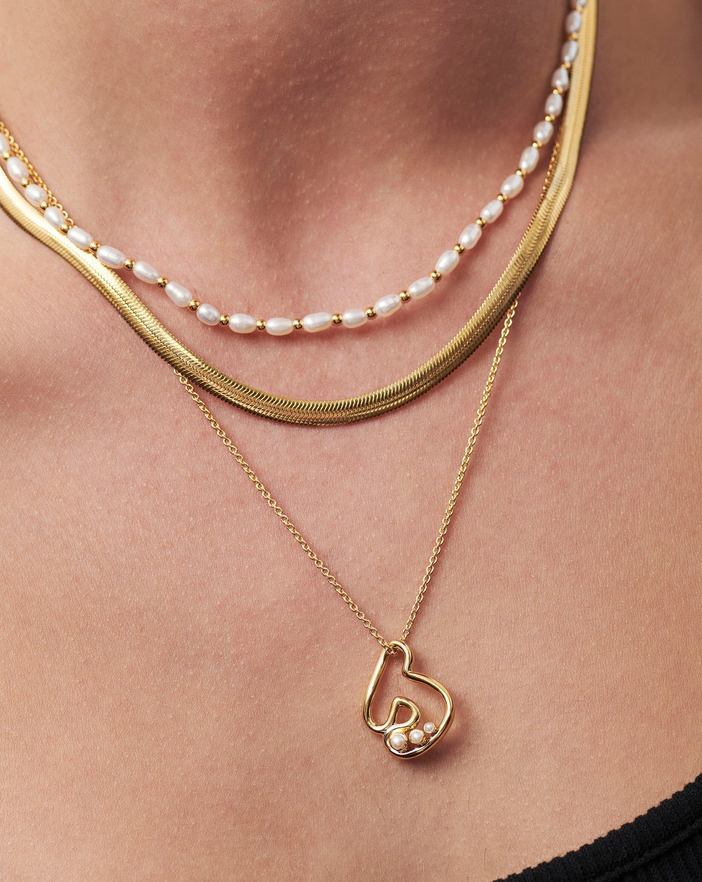 Chubby Pearl Initial Pendant Necklace  - Initial J | 18ct Gold Vermeil/Pearl