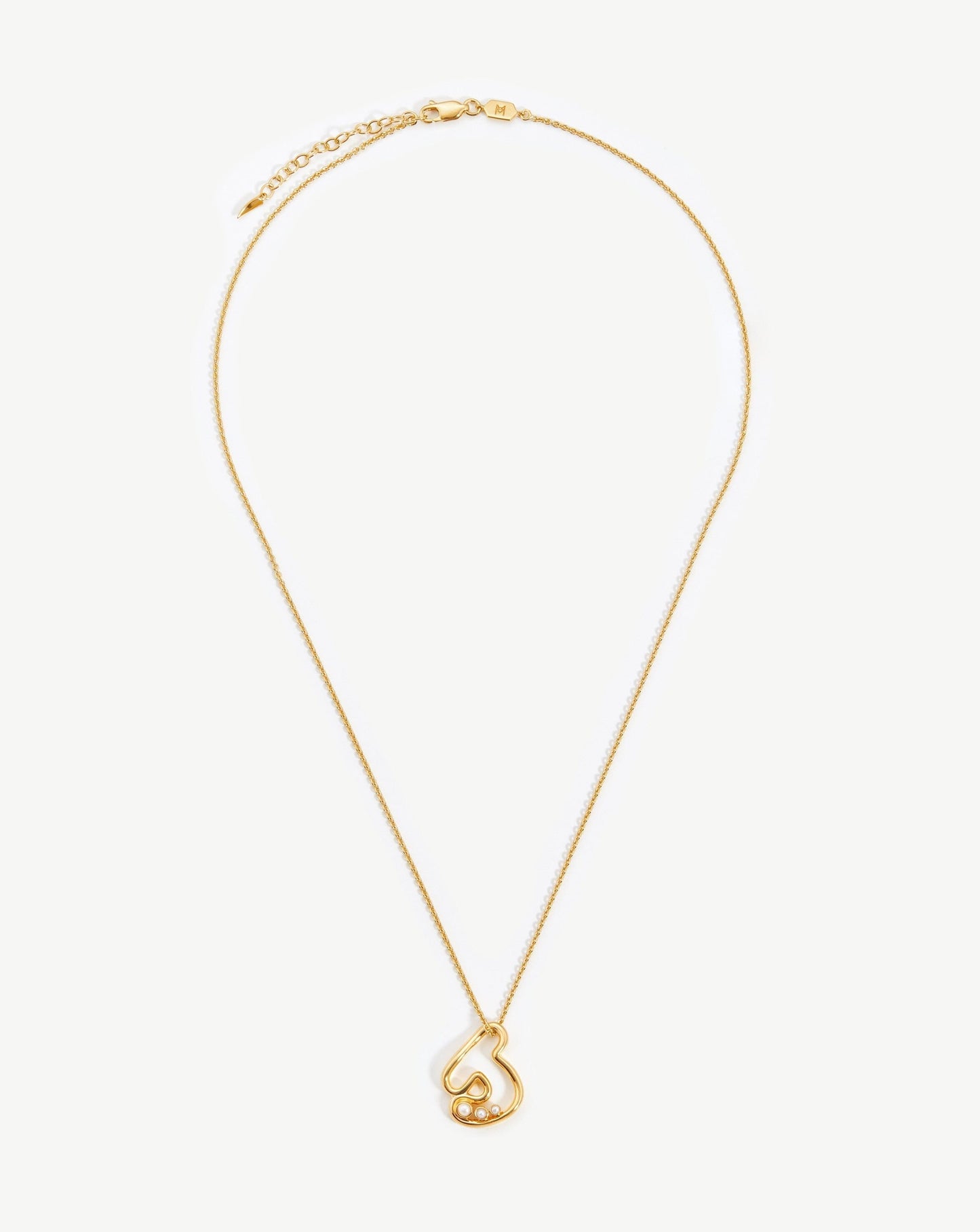 Chubby Pearl Initial Pendant Necklace  - Initial J | 18ct Gold Vermeil/Pearl