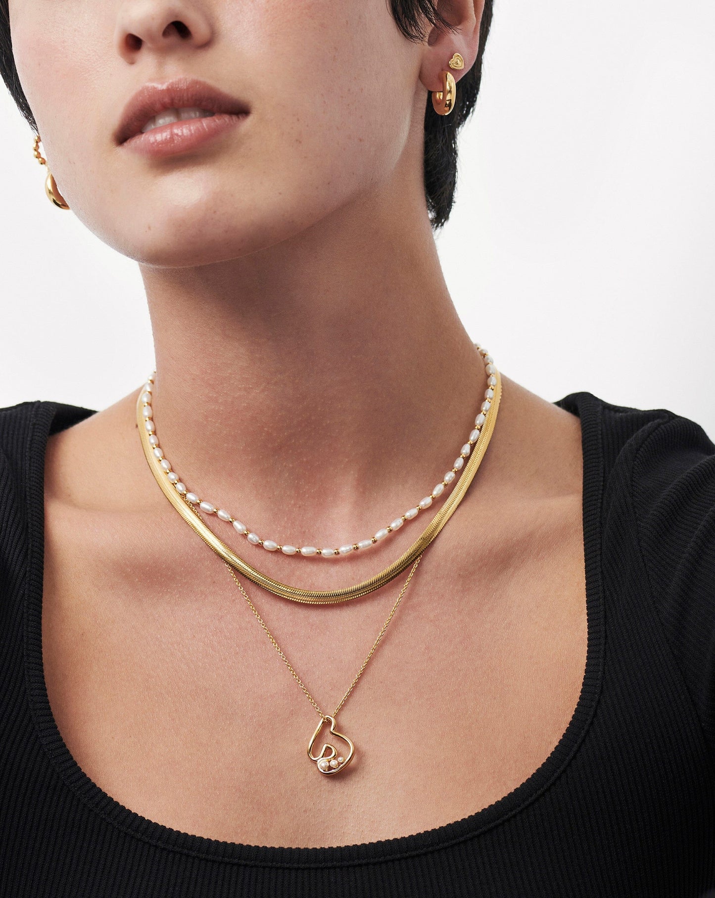 Chubby Pearl Initial Pendant Necklace  - Initial J | 18ct Gold Vermeil/Pearl