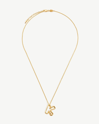 Chubby Pearl Initial Pendant Necklace  - Initial K | 18ct Gold Vermeil/Pearl