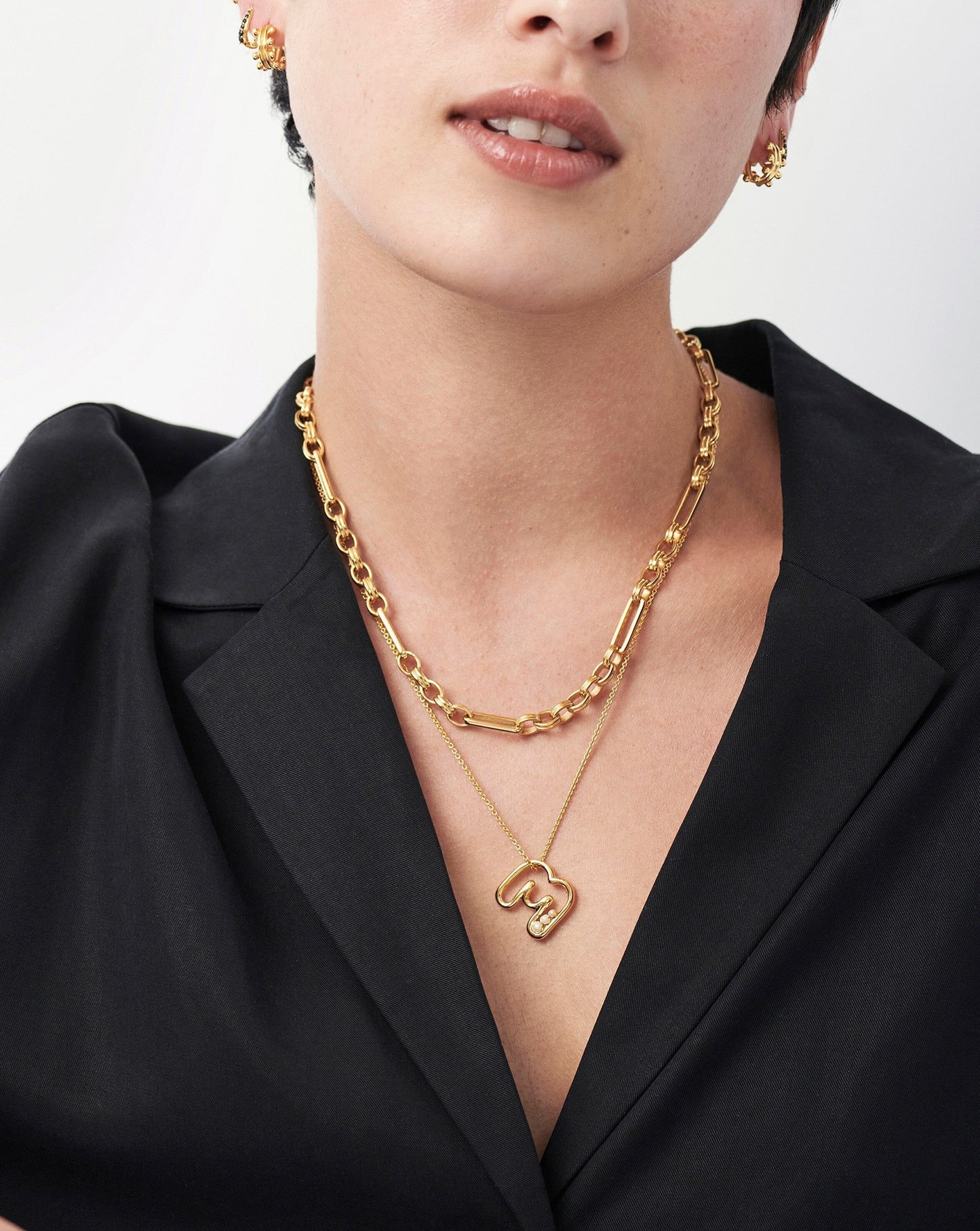 Chubby Pearl Initial Pendant Necklace  - Initial M | 18ct Gold Vermeil/Pearl