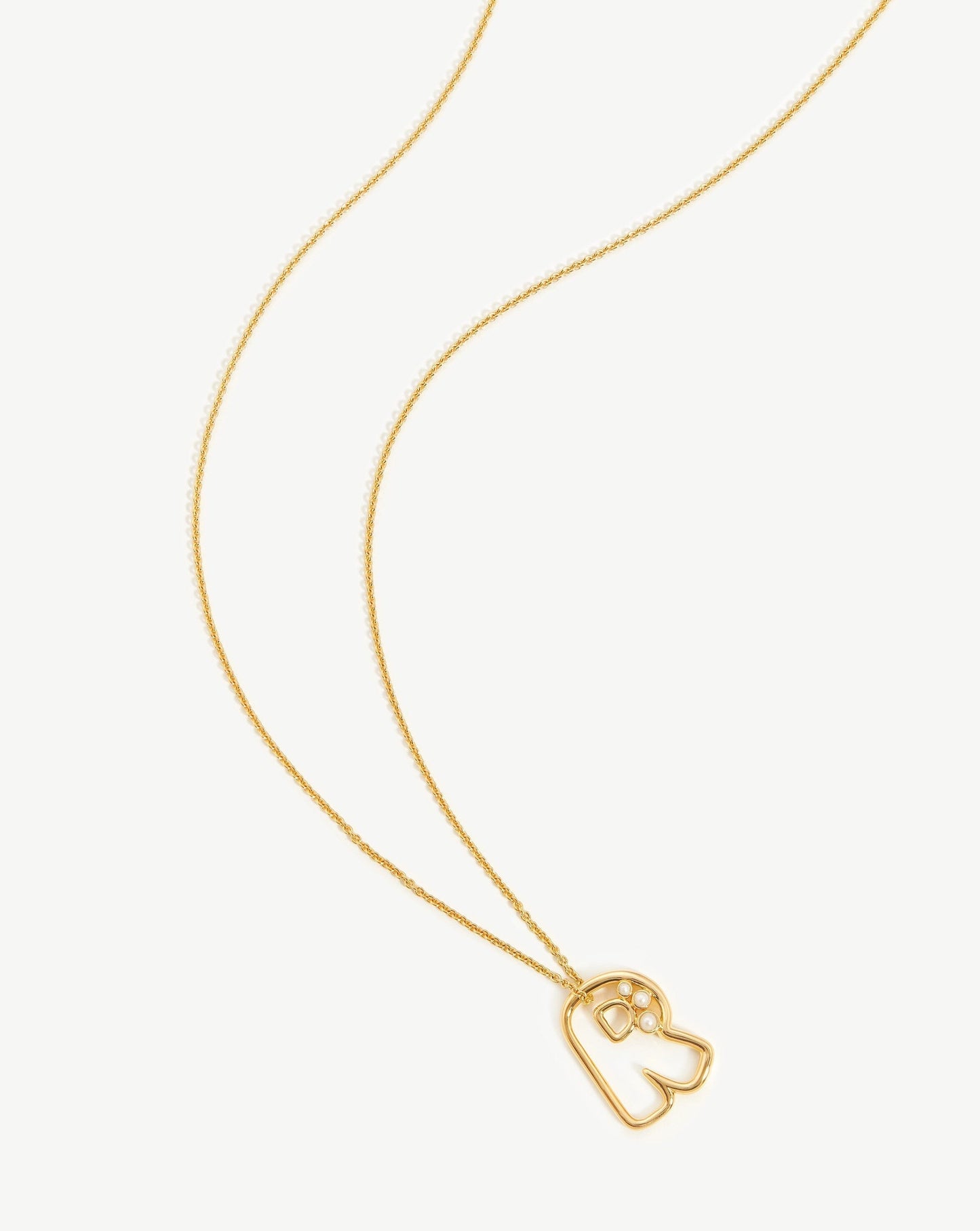 Chubby Pearl Initial Pendant Necklace  - Initial R | 18ct Gold Vermeil/Pearl