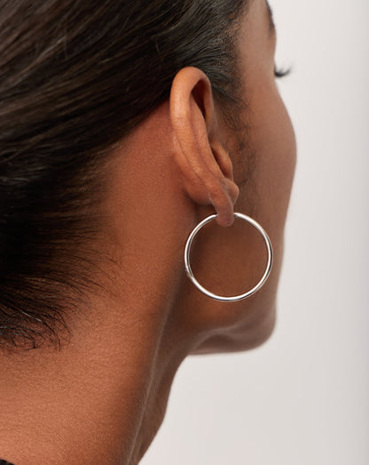 Classic Medium Hoop Earrings | Rhodium Plated on Recycled Sterling Silver