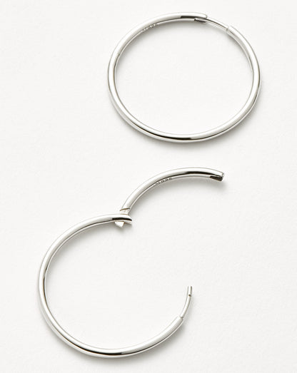 Classic Medium Hoop Earrings | Rhodium Plated on Recycled Sterling Silver