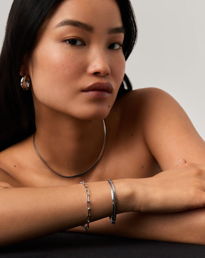 Classic Mini Paperclip Chain Bracelet | Silver Plated