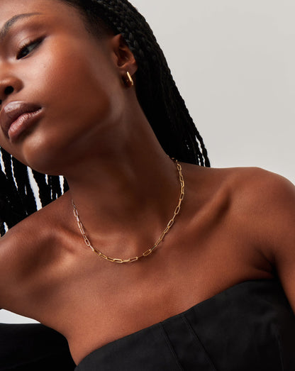 Classic Mini Short Paperclip Chain Necklace | 18ct Gold Plated