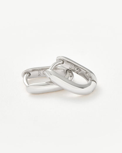 Classic Ovate Huggies | Rhodium Plated on Recycled Sterling Silver