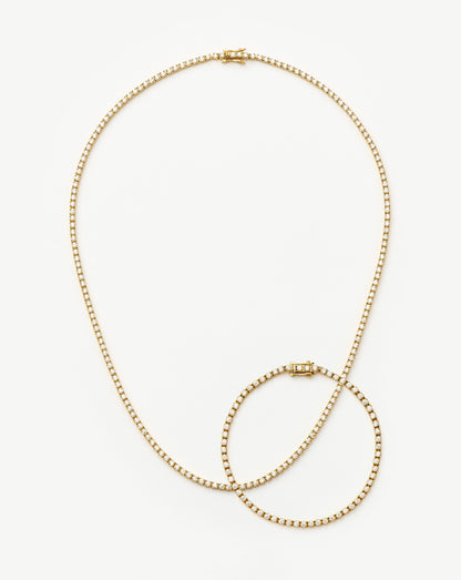 Classic Tennis Necklace & Bracelet Set | 18ct Gold Vermeil Cubic Zirconia