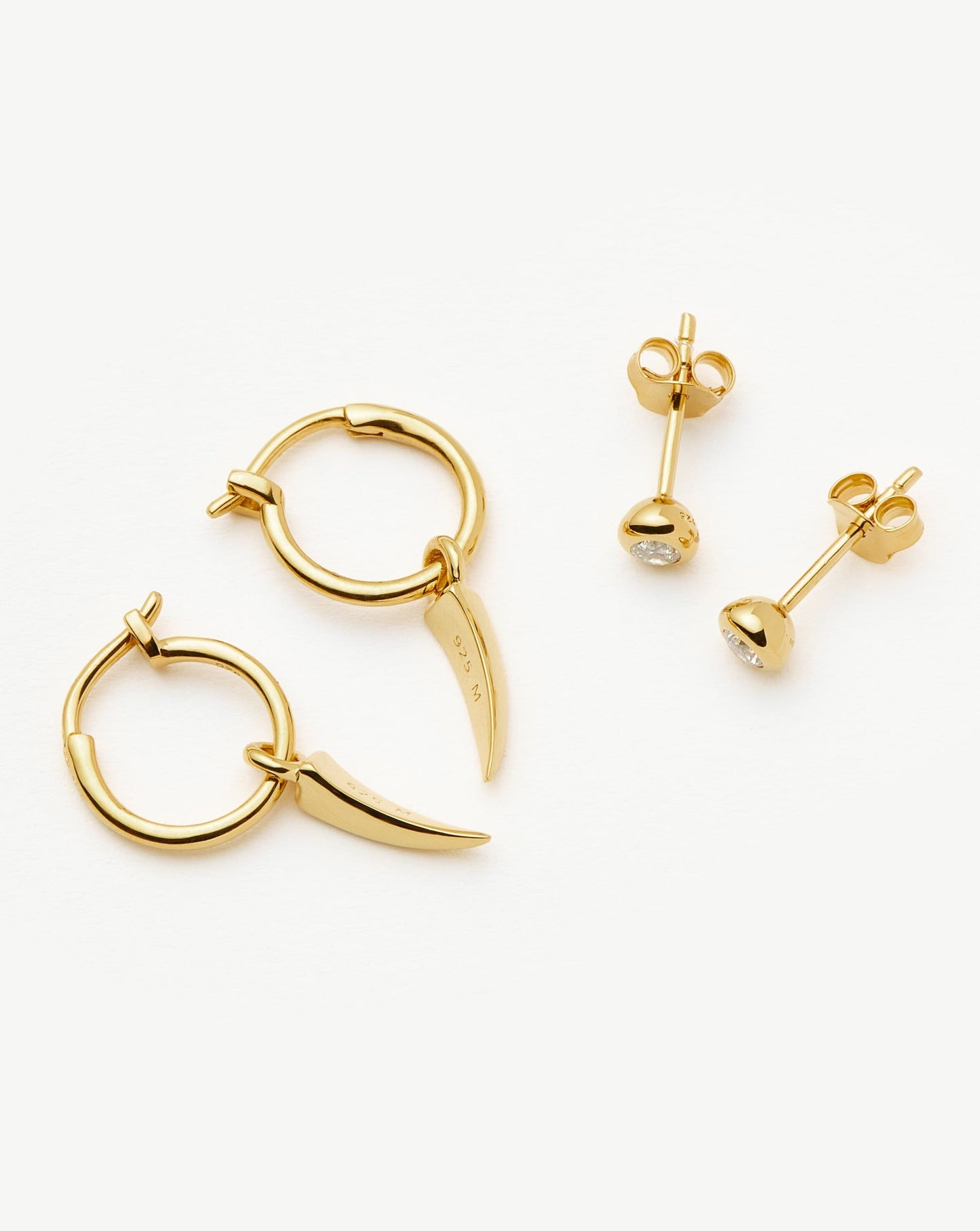 Claw Hoop & Stud Earring Set | 18ct Gold Vermeil