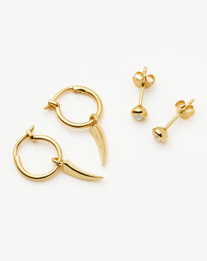Claw Hoop & Stud Earring Set | 18ct Gold Vermeil