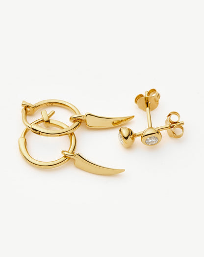 Claw Hoop & Stud Earring Set | 18ct Gold Vermeil