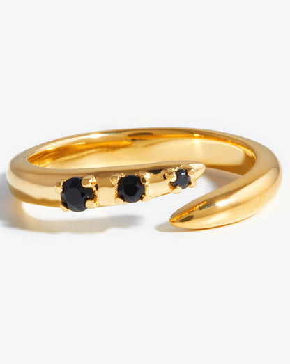 Claw Studded Ring | 18ct Gold Vermeil/Black Onyx