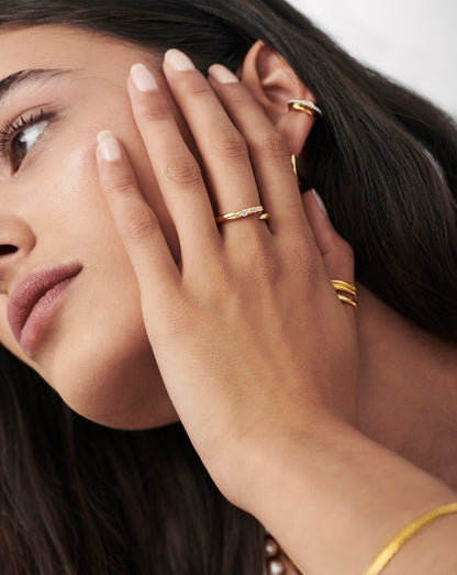 Claw Studded Ring | 18ct Gold Vermeil/Cubic Zirconia