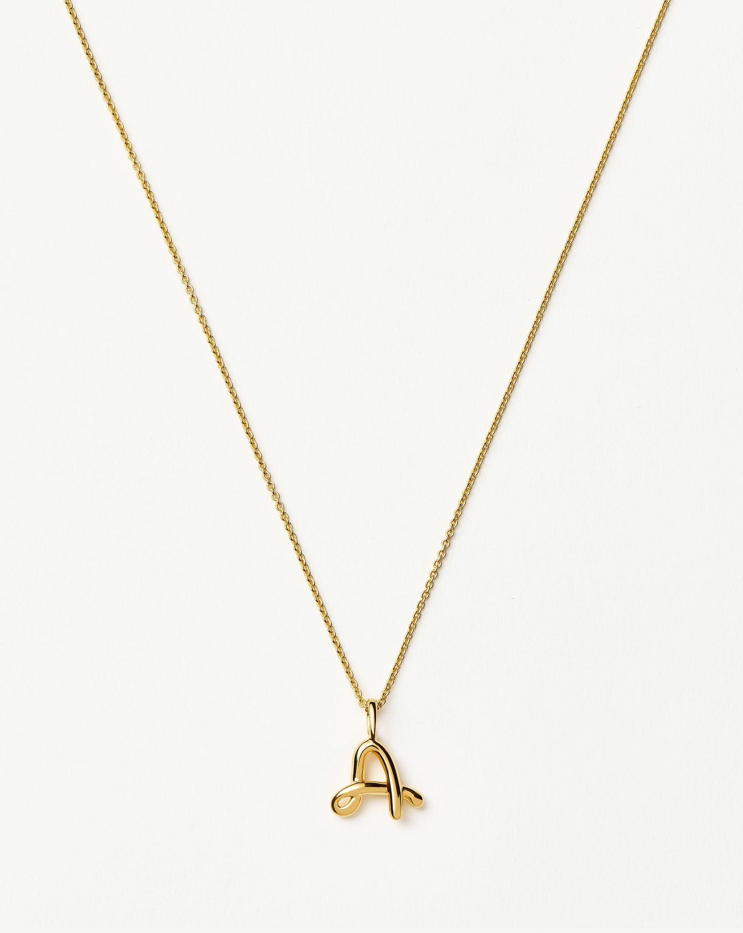Curly Molten Mini Initial Necklace - A | 18ct Gold Vermeil
