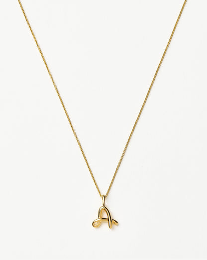 Curly Molten Mini Initial Necklace - A | 18ct Gold Vermeil
