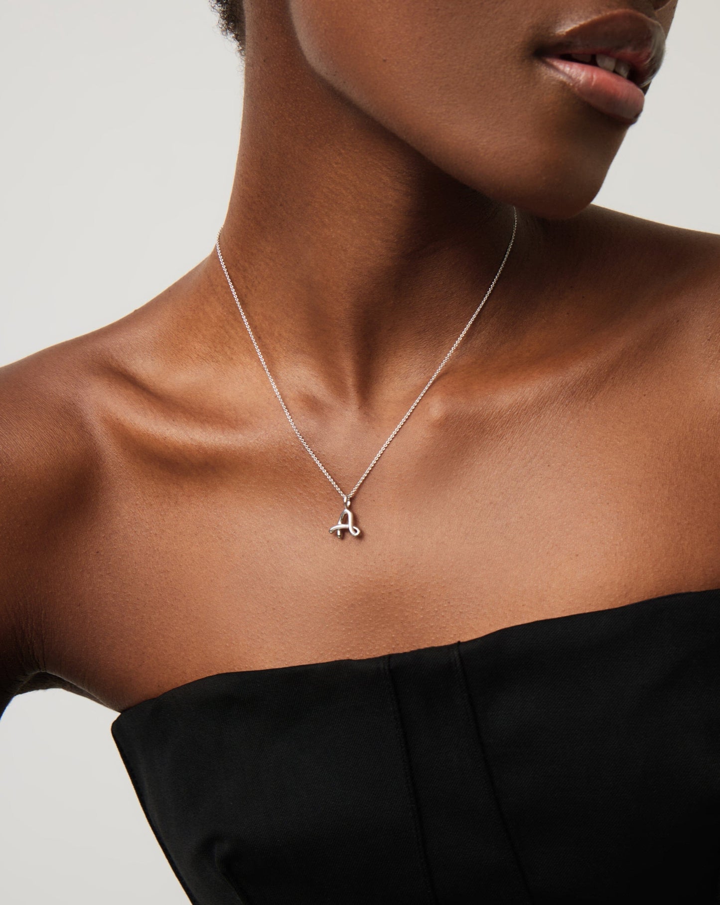 Curly Molten Mini Initial Necklace - A | Sterling Silver