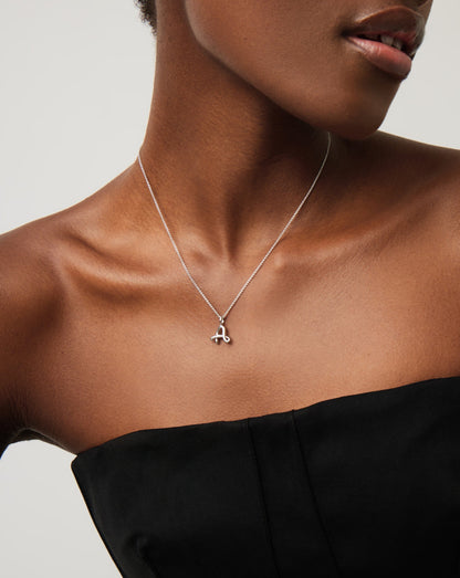 Curly Molten Mini Initial Necklace - A | Sterling Silver