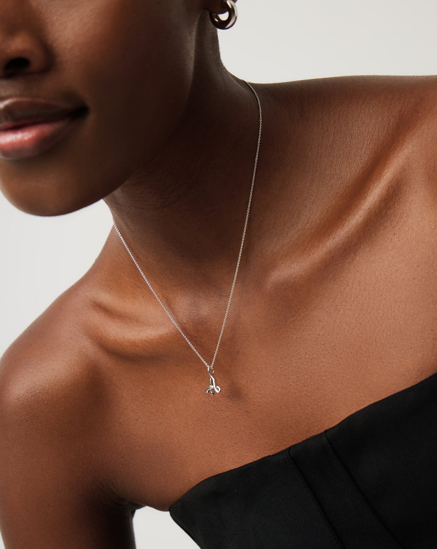 Curly Molten Mini Initial Necklace - A | Sterling Silver