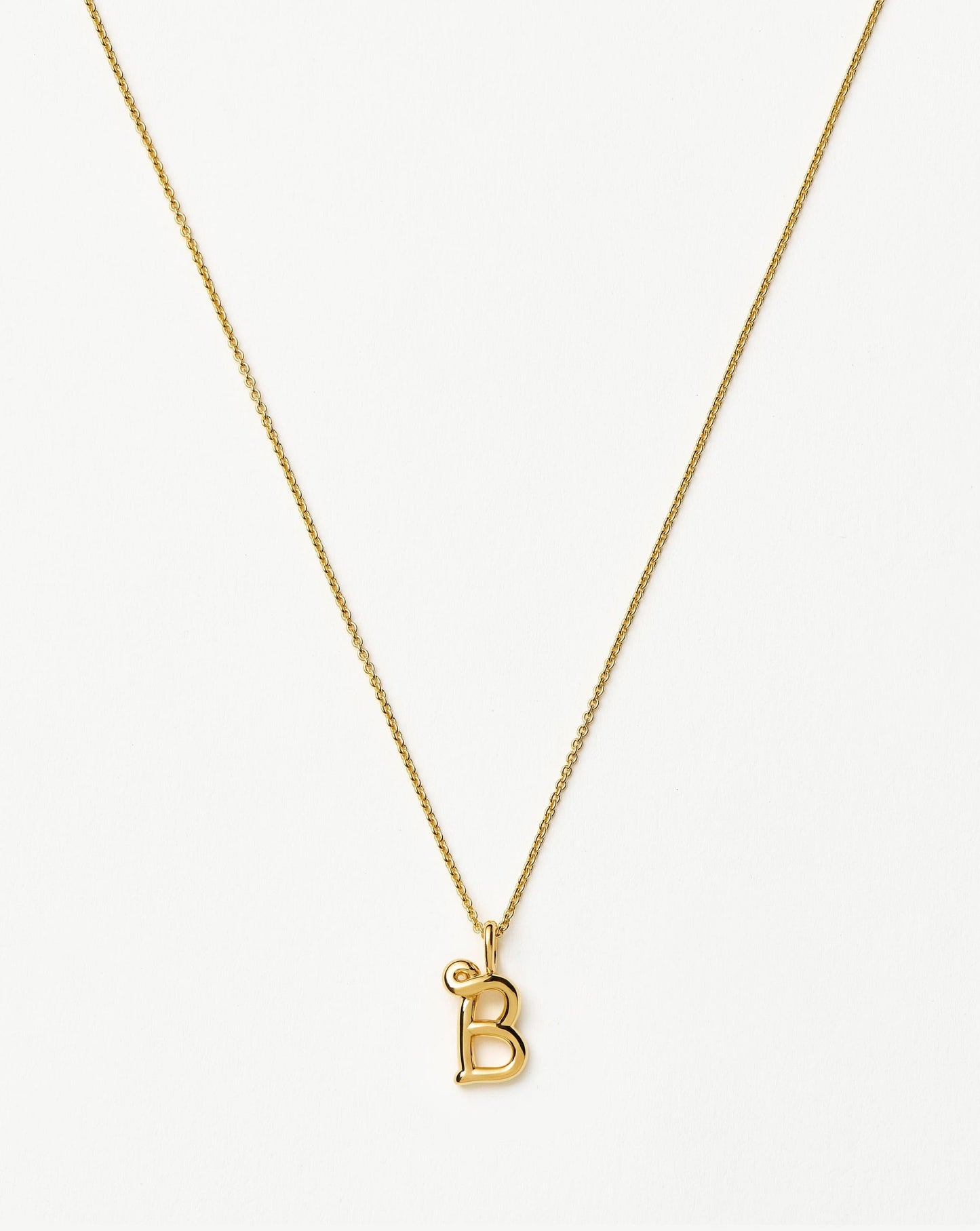 Curly Molten Mini Initial Necklace - B | 18ct Gold Vermeil