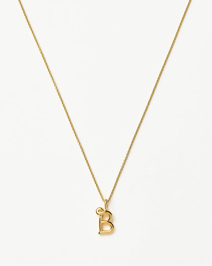 Curly Molten Mini Initial Necklace - B | 18ct Gold Vermeil