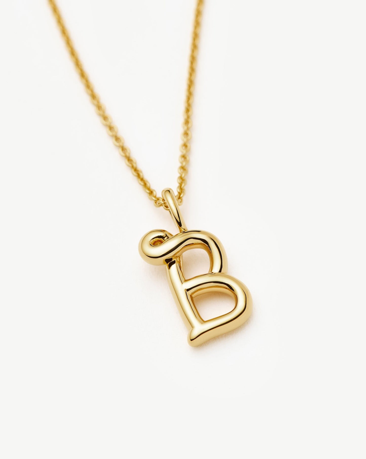 Curly Molten Mini Initial Necklace - B | 18ct Gold Vermeil