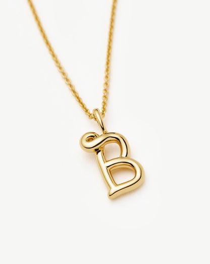 Curly Molten Mini Initial Necklace - B | 18ct Gold Vermeil
