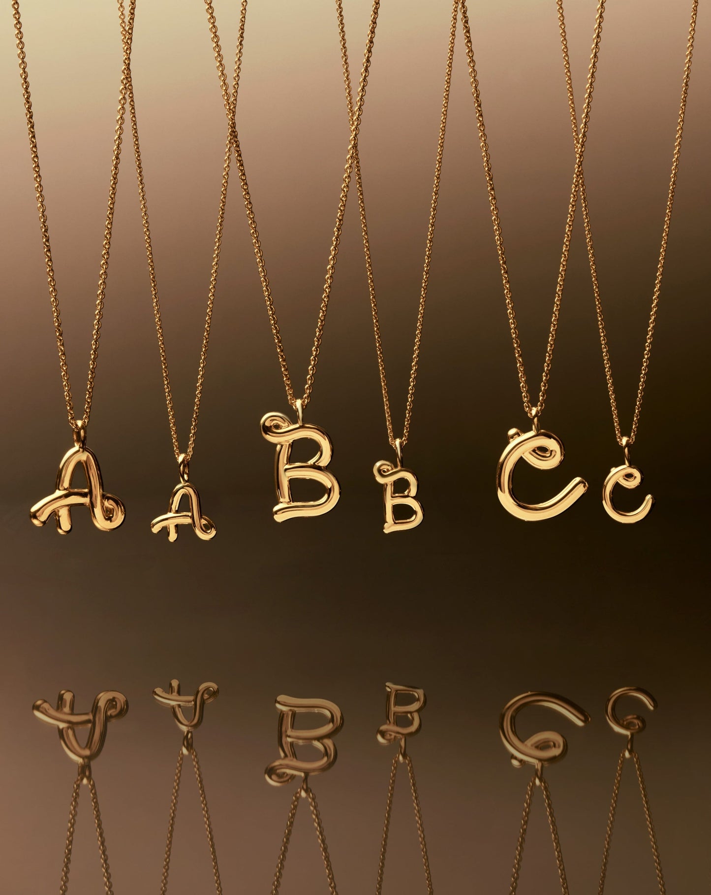 Curly Molten Mini Initial Necklace - C | 18ct Gold Vermeil